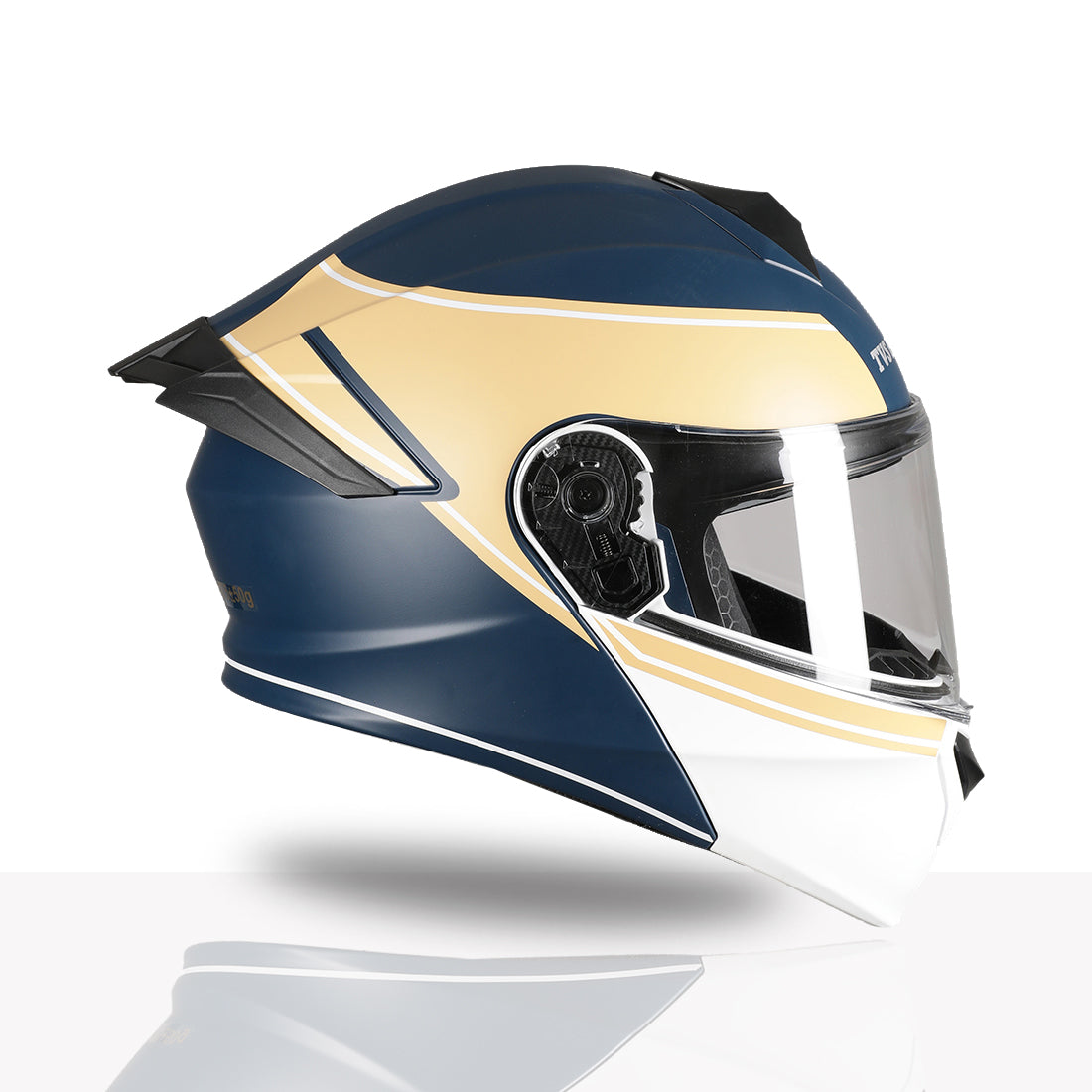 TVS Racing SuperPose Smoked Dual Visor Flip Up Modular Helmet for Men and Women, ISI DOT Certified, ABS Shell, Quick Release Visor, Lightweight, Ventilated, Open Face to Full Face